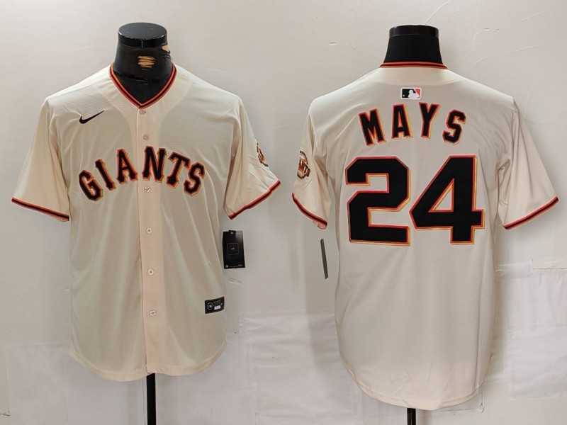 Mens San Francisco Giants #24 Willie Mays Cream 2024 Home Limited Stitched Baseball Jersey->san francisco giants->MLB Jersey